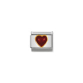Nomination Composable Classic EDELSTEINE HERZ aus Edelstahl und 18K-Gold (04_ACHAT ROT)